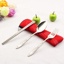 Load image into Gallery viewer, 3PC Fork Spoon Travel Picnic Stainless Steel Cutlery Portable Camping #FC28 - .