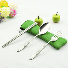 Load image into Gallery viewer, 3PC Fork Spoon Travel Picnic Stainless Steel Cutlery Portable Camping #FC28 - .