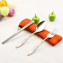 Load image into Gallery viewer, 3PC Fork Spoon Travel Picnic Stainless Steel Cutlery Portable Camping #FC28 - .