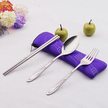Load image into Gallery viewer, 3PC Fork Spoon Travel Picnic Stainless Steel Cutlery Portable Camping #FC28 - .
