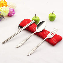 Load image into Gallery viewer, 3PC Fork Spoon Travel Picnic Stainless Steel Cutlery Portable Camping #FC28 - .